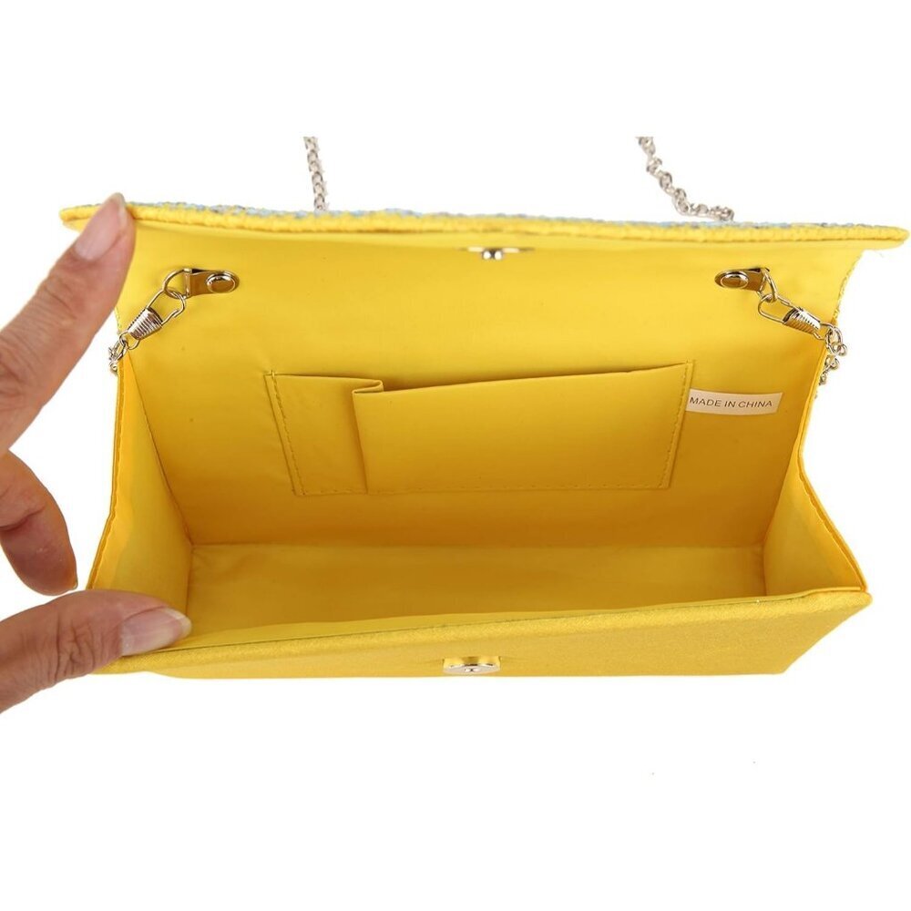 Women's yellow Envelope Clutch & Crossbody Bag for Wedding Party Ladies!! - Picture 8 of 8